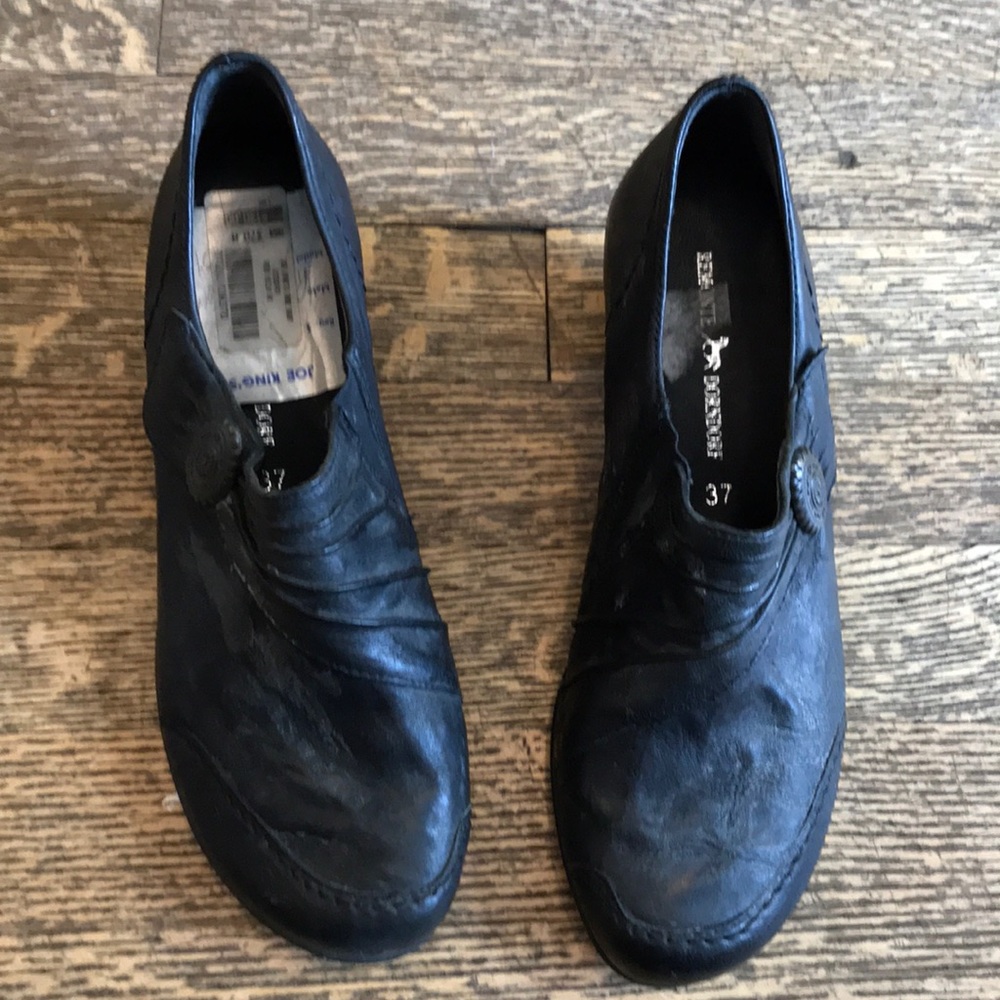 Black Leather Low Bootie Heel Dorndorf Shoe